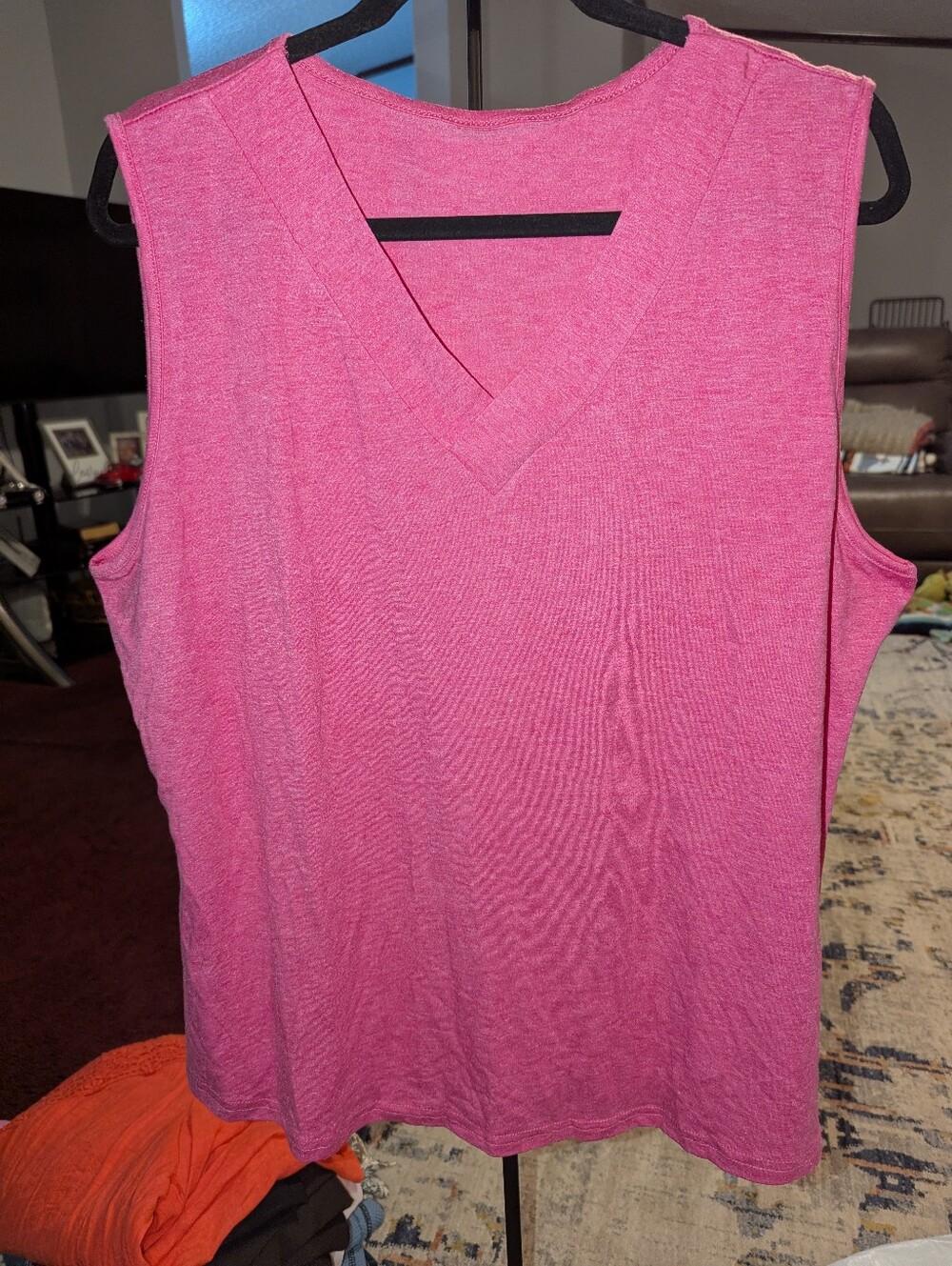 Sleeveless V-Neck Women’s Top in Bright Pink